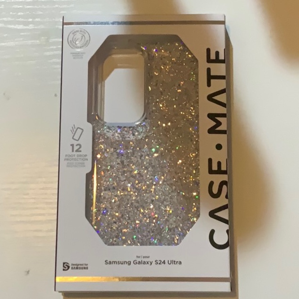 Case-Mate Silver Glitter Phone Case Dual-Layer Protection